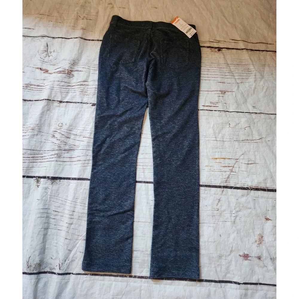 Gymboree Girls Size 12 Navy Blue Knit Denim Pants Floral Embroidery NWT
